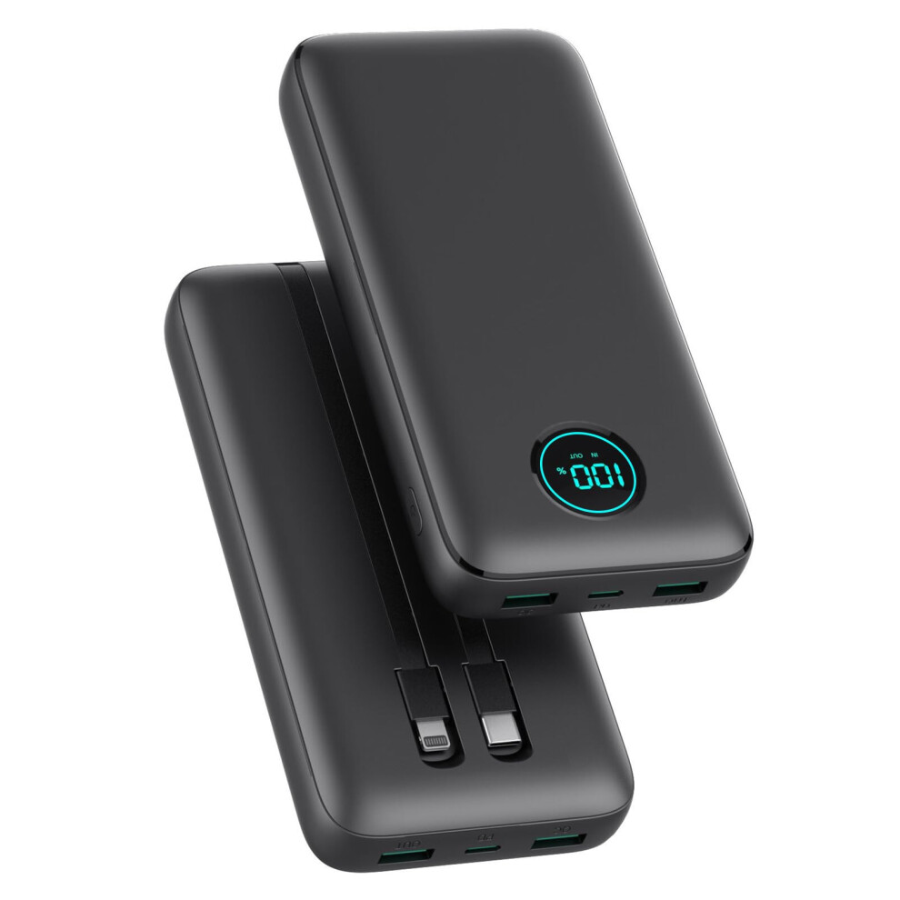 Ï¼A-Nero)Power Bank 26800Mah Con Cavi, Powerbank 25W Pd Qc4.0 Ricarica Rapida Usb C Caricatore Portatile Con 5 Uscite & Lcd Display Batteria 7057162471349