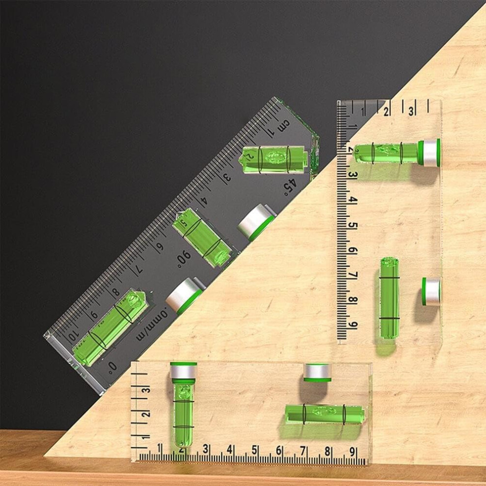 Acrylic Mini Level Ruler Magnetic Base, 45Degree Horizontal/Vertical Leveling Tool 95X40x14mm 9323874216652