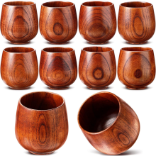 Wooden Tea Cup Classic Natural Solid Wood Drinking Cup Wood Coffee Mug Water Chinese Solid Drinking Teacup Compatible with Wine Beer Milk Hot