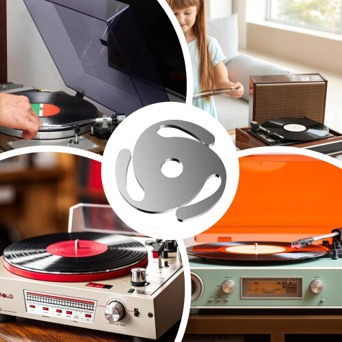 45 RPM Adapter Aluminum Multifunctional Stable Insert Solid Record Adapter For Home Professional DJ Indoor Silver 2