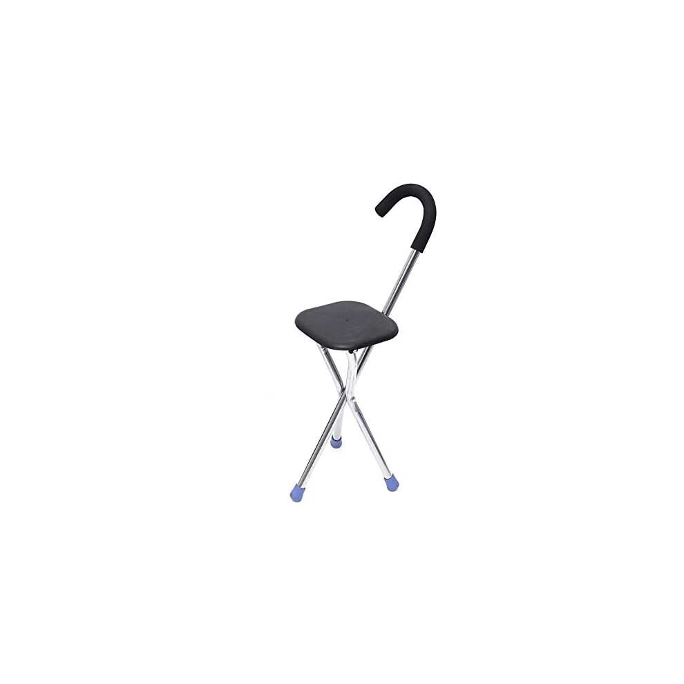 Walking Cane 2In1 Folding Stainless Steel TriStool Walker With Frosted Handle Space Saver