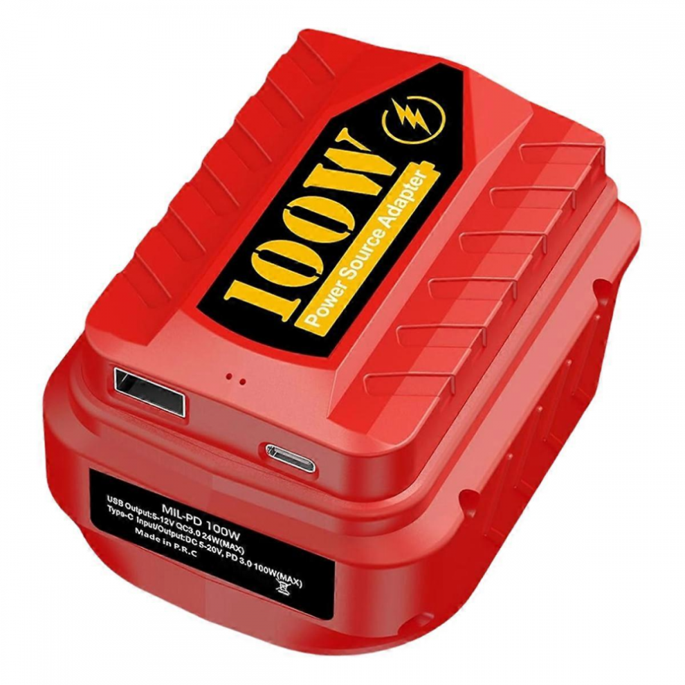 Pd100w Usb Charger Adapter Compatible With Milwaukee 18V M18 Battery,With Type C Pd 3.0 100W (Max)& 1 Usb Qc3.0 7057162471653