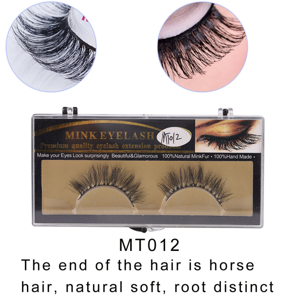 Natural Horse Hair False Eyelashes Volume Soft Extension MT012, 1 Pair