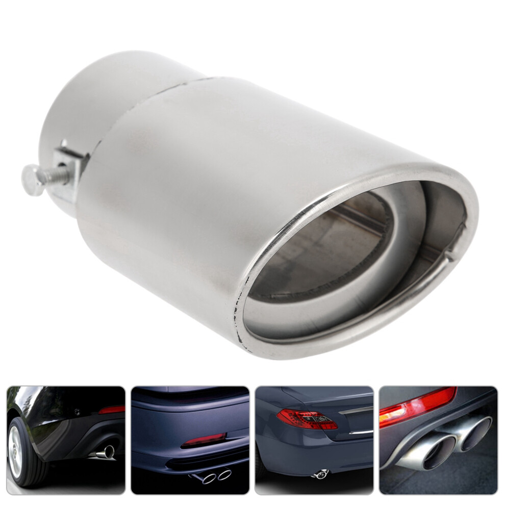 Glossy Stainless Steel Car Exhaust Pipe 5.3-3.8Cm Tip Rear Muffler Silver 8401364169198
