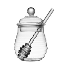280Ml/500Ml Transparent Glass Honey Jar With Lid, Honey Dispenser Jar For Kitchen Home Wedding Party