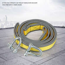 High Strength 8 Tons Tow Rope with Hooks 4m Yellow Grey Recovery Strap