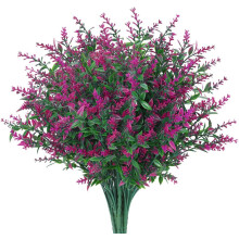 Fake Shrubs Greenery, No Fade Faux Plastic, 8 Pieces of Lifelike UV Resistant Artificial Lavender Flowers for Indoor Outdoor Decor