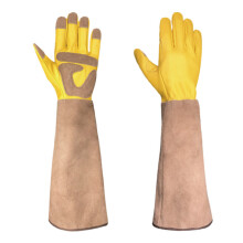 Professionelle Gartenhandschuhe, lange Gartenhandschuhe mit robustem Dornenschutz, flexibler Passform und atmungsaktivem Leder, verstellbarer Stulpe