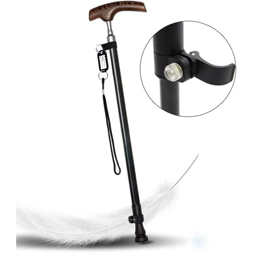 Retractable Solid Wood Walking Cane For Elderly Lightweight Adjustable Height Non Slip Tip 2