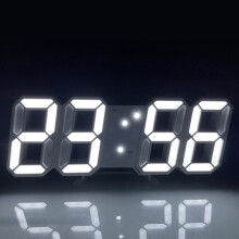 Large Display Digital Wall Clock, Remote Control Operated Clock With Auto Dimming, Night Light Function For Bedroom Or Office, Temperature Display And