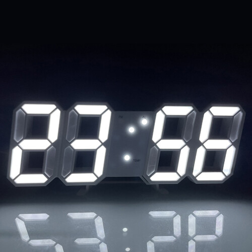 Large Display Digital Wall Clock, Remote Control Operated Clock With Auto Dimming, Night Light Function For Bedroom Or Office, Temperature Display And