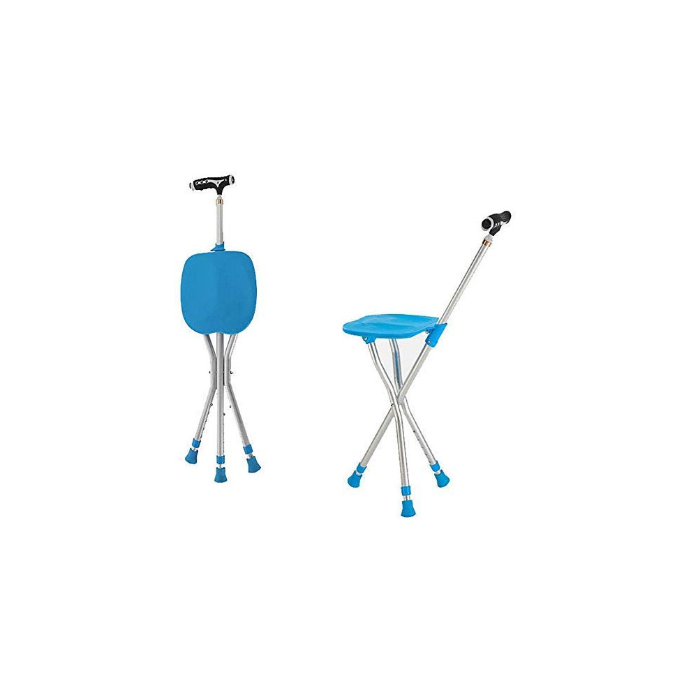Blue/Light Adjustable Crutches Led Walking Stick Cane Stool Seat Retractable Lightweight Folding Chair For Elderly