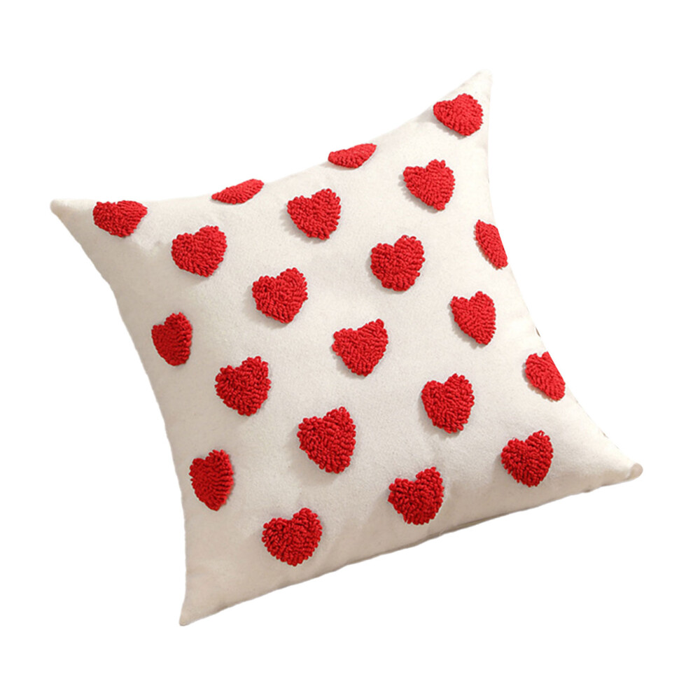 Love Heart Embroidery Pillow Cover, Polyester Cotton Cushions-1