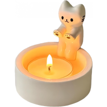 Kerzenhalter mit Katzenpfotenmotiv, Kerzenhalter mit Cartoon-Kätzchen, süße Duftkerze