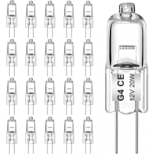 20er-Pack G4-Halogenlampen, 20 W, 12 V, warmweißes Licht, kompatibel mit Perfect Lighting -CN