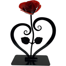 Metallrose, herzförmiger Schmuck mit Metallrose, Jubiläumsblume aus Stahl, handgeschmiedetes Eisengeschenk, künstliche Blumen