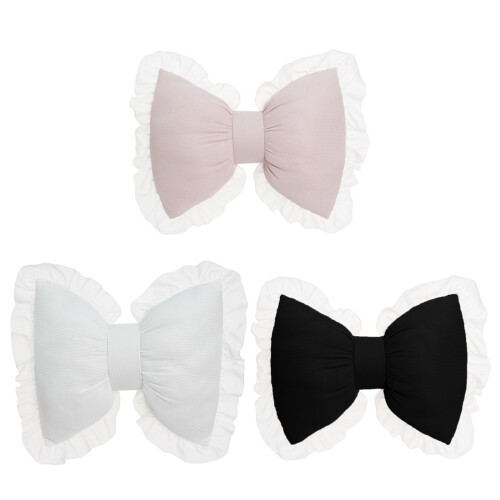 Bows Shape Cushion with Lace Car Backrest Pillow-Black 1