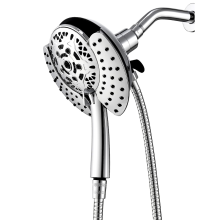 Högtrycksduschmunstycke med dubbelfunktion, handhållet och regnlägen - 132 cm roterbar slang i rostfritt stål för INAVAMZ