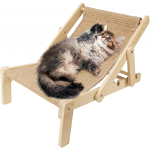 Sisal-Liegestuhl für Katzen, Sisal-Kratzstuhl, Strandstuhl, erhöhte Liegefläche, Naturholz