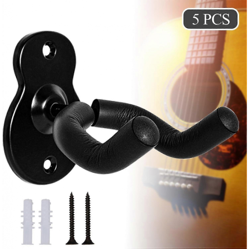 Väggfäste för gitarr, 5-pack vägghängare, 2-pack svart och rosenträ 2