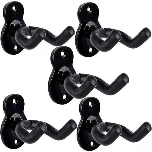 Väggfäste för gitarr, 5-pack vägghängare, 2-pack svart och rosenträ 1