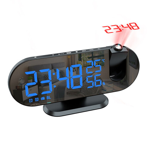 Alarm Clock with Rotatable Projector for Bedroom, Large LED Mirror ...