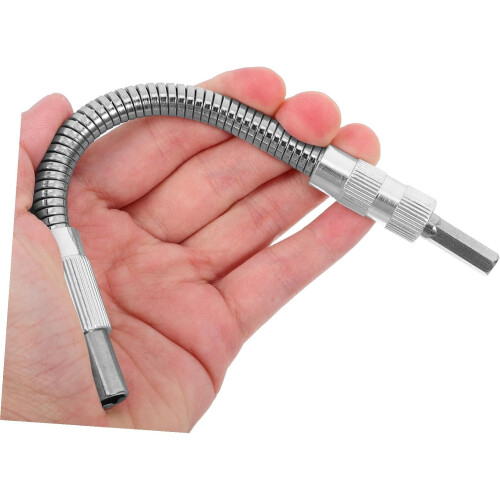 Flexible Electric Drill Extension Shaft Silver, Socket Bit Holder Adapter For Tight Spaces, Compatible With Drill Models 1