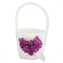 Dekorativer DIY-Korb für Blumenmädchen, Hochzeitsaccessoire mit Perlengriff, roter Acryl-Blumenhalter mit Band