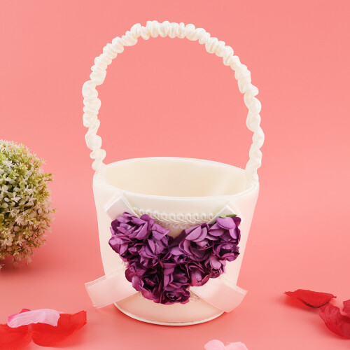 Διακοσμητικό καλάθι DIY για κορίτσια με λουλούδια, αξεσουάρ γάμου με λαβή από 1