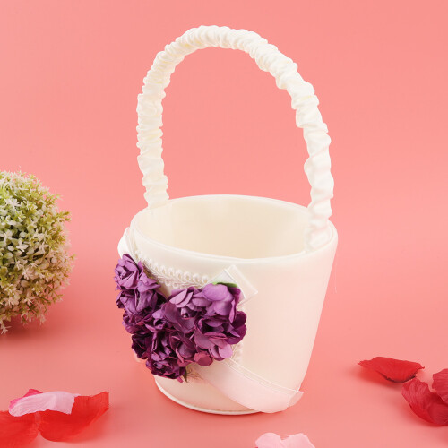 Διακοσμητικό καλάθι DIY για κορίτσια με λουλούδια, αξεσουάρ γάμου με λαβή από 2