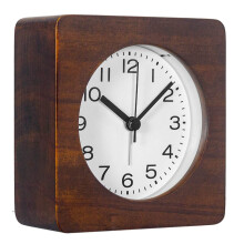 Non-Ticking Solid Wood Alarm Clock, Decorative and Functional Timepiece for Any Room, Battery Operated Easy to Set for Desktop, Exquisite Craftsmanshi