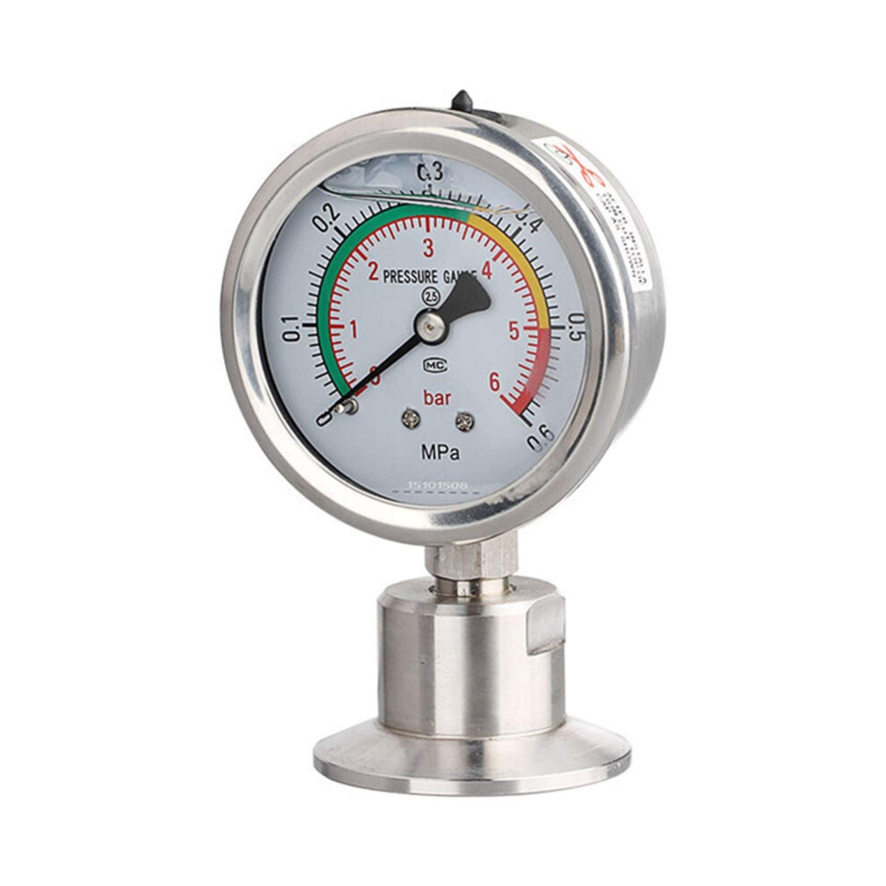 Manometer 1.5In 50.5Mm Od Tri Clamp Membrane Pressure Gauge Ss304 Stainless Steel Diaphragm 00.16 Mpa 9105992433407