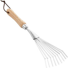 Hand Tiller For Garden, Adjustable Metal Rake Stainless Steel Beech Handle Cultivating Tool (1PCS)