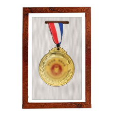 Medal Display Shadow Box, Single Medal and Photo Display Frame with Elegant Wood Finish, Durable MDF Construction for Preserving Athletic Achievements