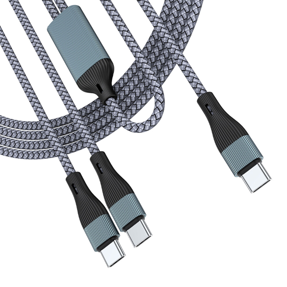 100W Double Port Type C Charging Cable 130Cm Nylon Data Sync Cord 7754000526604
