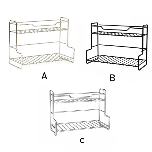 Bedroom Kitchen Desk Storage Shelf Durable-Matt black double la 1