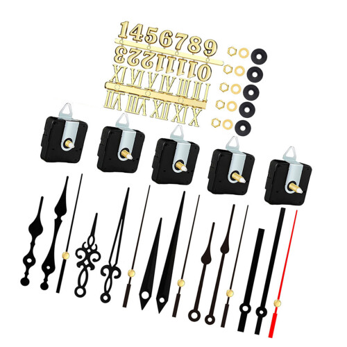Battery Operated Clock Mechanisms 5Pcs-Black needle plus go