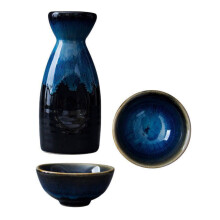 Japanese Style Ceramic Sake Pattern Traditional Sake Kettle With Cups Retro Handmade Liquor Pot For Home Use