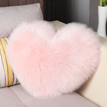 Throw Pillow Heart Shaped Plush Cushion Fluffy Soft Decorative Pillow Home Decor Washable 40x50 cm Pink
