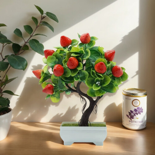 Ψεύτικο φυτό μπονσάι φρούτων σε γλάστρα, ρεαλιστική διακόσμηση για εσωτερική 1