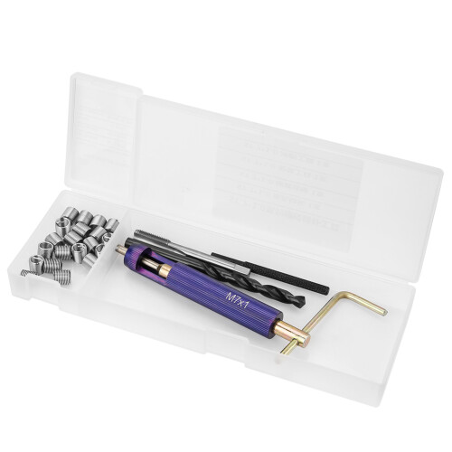 M7*1.0 Stainless Steel Thread Repair Kit with 20 Inserts & Tools 1