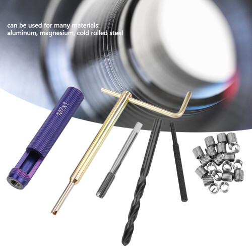 M7*1.0 Stainless Steel Thread Repair Kit with 20 Inserts & Tools 2