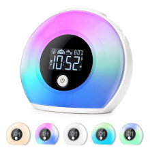 Sveglia con simulazione dell'alba, altoparlante Bluetooth per yoga, feste tra amici, campeggio, orologio con luce decorativa e luce notturna