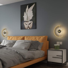 Elegant Shiny Gold Metal LED Wall Clock, Artistic 3D Decor Silent Non-Ticking Timepiece for Bedroom Office