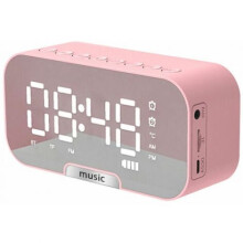 Bedroom Clock With Fm Radio, Nightlight With Adjustable Brightness, Bluetooth Speaker For Girls Teens, Mirror Led Display, Dual Alarm Clock, Rechargea