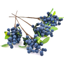Conjunto de 6 cranberries brilhantes, frutinhas vermelhas artificiais com material de toque realista, hastes de folhagem natalina de 24 cm (9,5