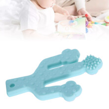 Silicone Baby Beißring Pflanzenform, Blau, 10x7cm, Sicherer Kau-Spielzeug