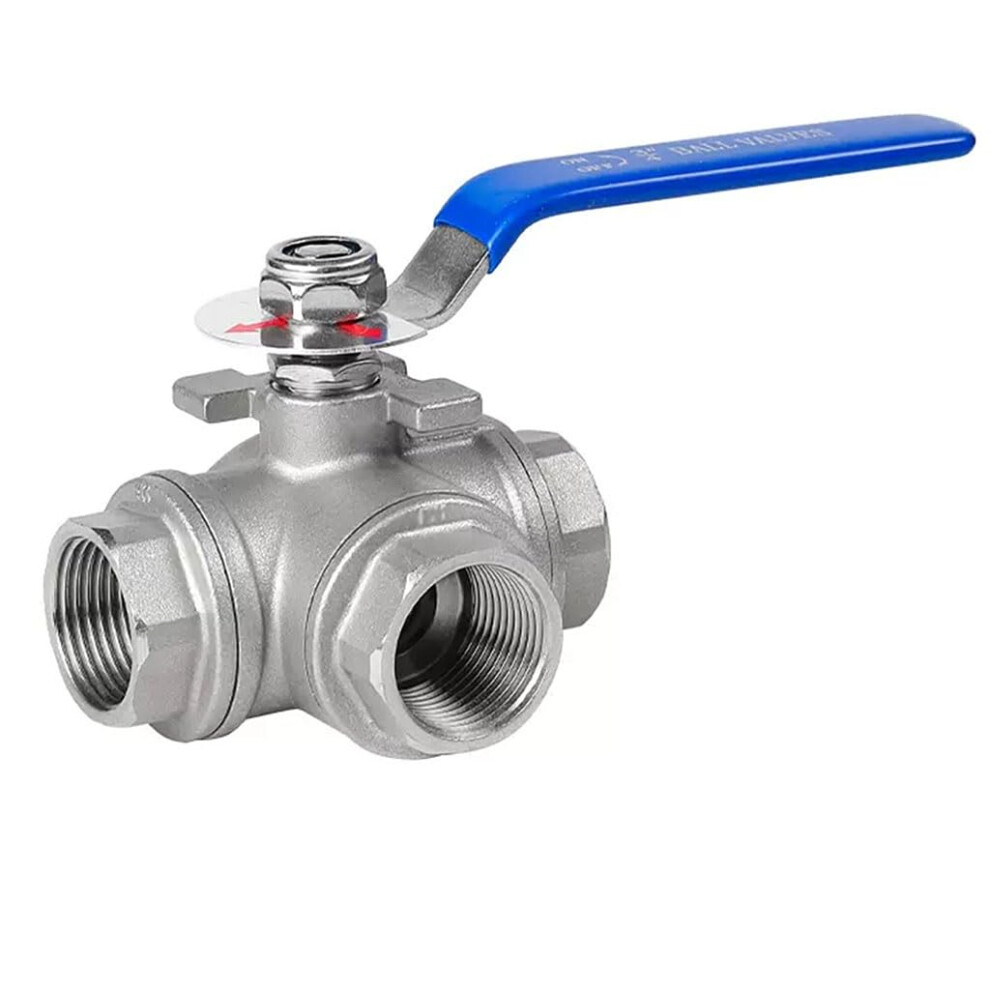304 Stainless Steel 3Way Ball Valve Dn20 Ttype/Ltype With Switch, 1/42 In, 1 Pcs 9323874219554