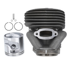 Kit de cilindro e pistão de alto desempenho para reposição em motosserras. Cilindro com porta quadrada, revestimento Nikasil, pistão retrátil
