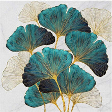 Pintura abstrata de planta para decoração de casa, adesivos de parede removíveis com arte de folha de ginkgo para quarto, sala de estar e